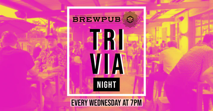 poster advertising trivia night at proof