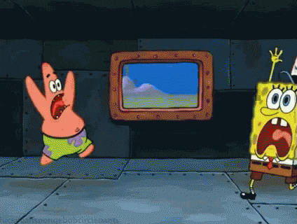 Spongebob and Patrick panicking GIF