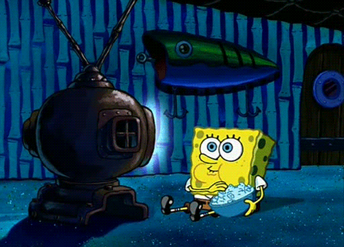 GIF of Spongebob watching TV