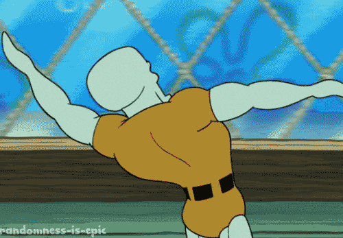GIF of Squidward dancing from Spongebob